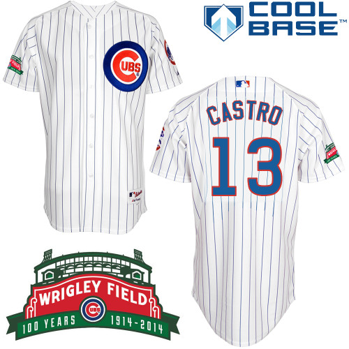 Starlin Castro #13 mlb Jersey-Chicago Cubs Women's Authentic Wrigley Field 100th Anniversary White Baseball Jersey